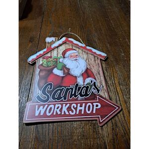 New Creative Design Ltd Santas Workshop Thin Wood Sign Christmas Holiday NWOT